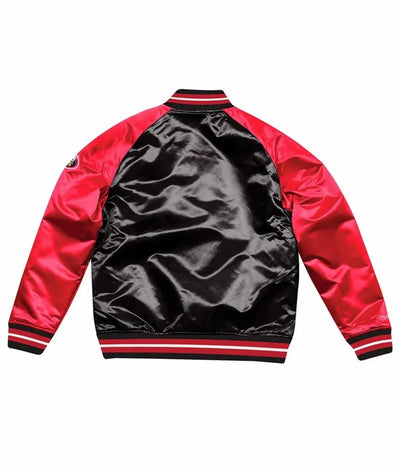 Chicago Bulls Chaqueta Hombre College Full-Snap Varsity Red and Black Satin Men's Bomber Jacket