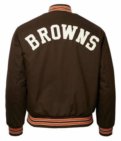 1950 Cleveland Browns Varsity Brown Satin Men's Bomber Jacket
