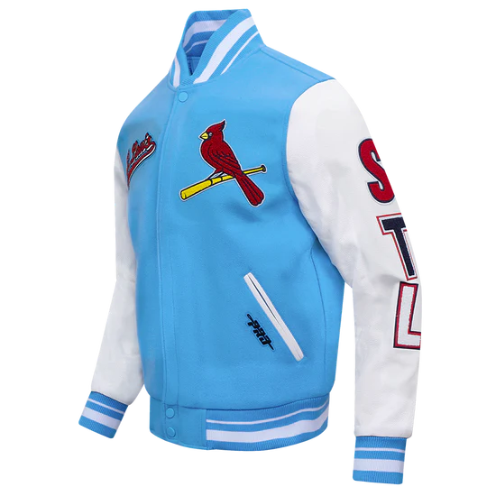 Louis Cardinals Blue Wool & White Leather Sleeves Varsity Men's Jacket