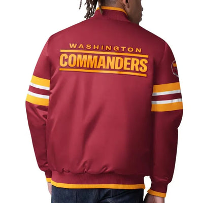 Washington Commanders Scout I Full-Snap Varsity Burgundy Satin Men's Bomber Jacket