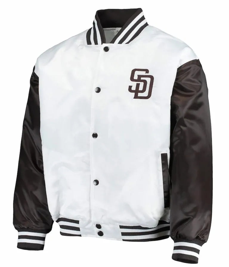 San Diego Padres Brown/Black and White Full-Snap Satin Men's Jacket