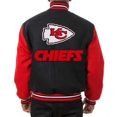 Kansas City Chiefs Black & Red All Wool Men's Varsity Letterman Jacket