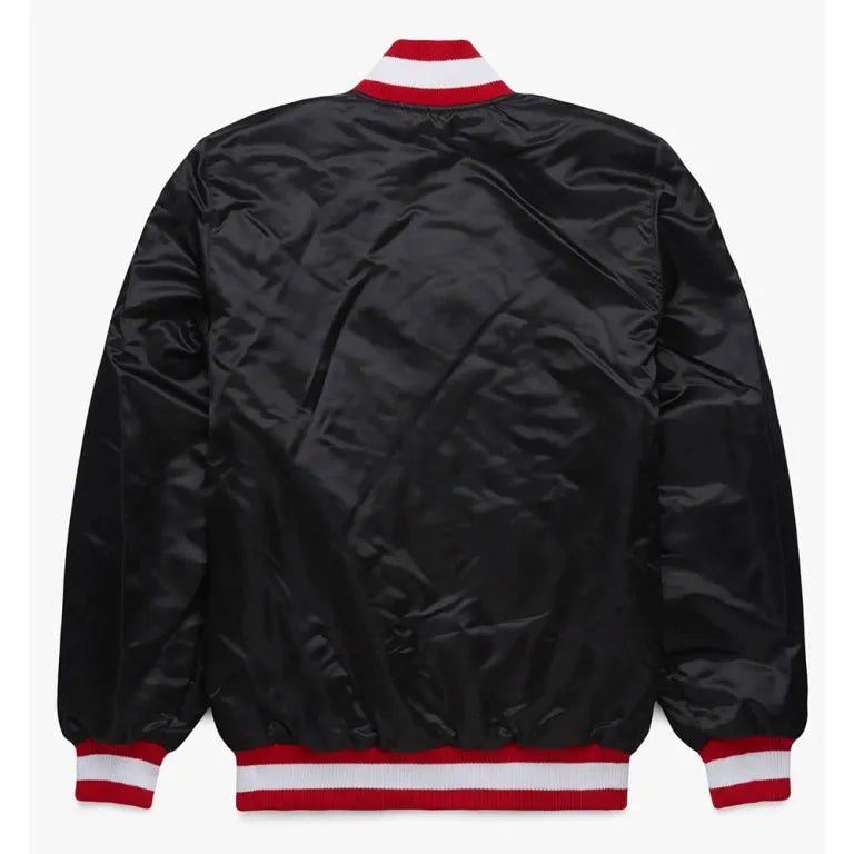 Kansas City Chiefs Full-Snap Varsity Blackout Satin Men's Bomber Jacket