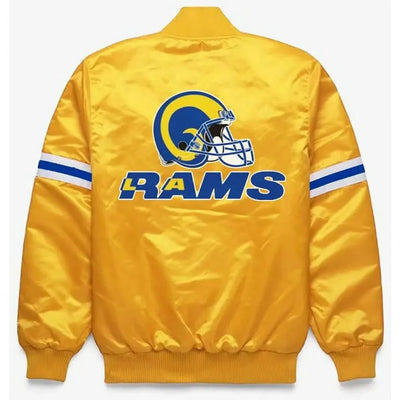 Los Angeles Rams Super Bowl XXXIV Full-Snap Varsity Yellow Satin Men's Bomber Jacket