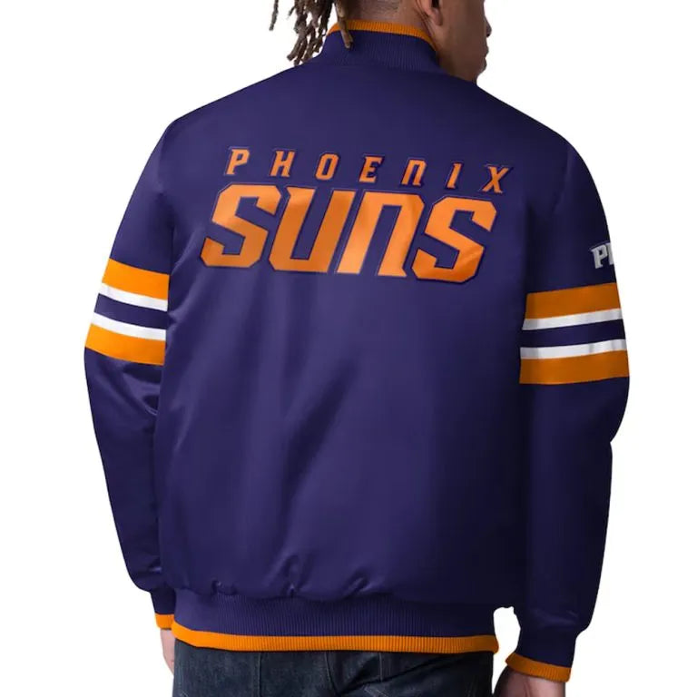 Phoenix Suns Scout I Full-Snap Varsity Purple Satin Men's Bomber Jacket