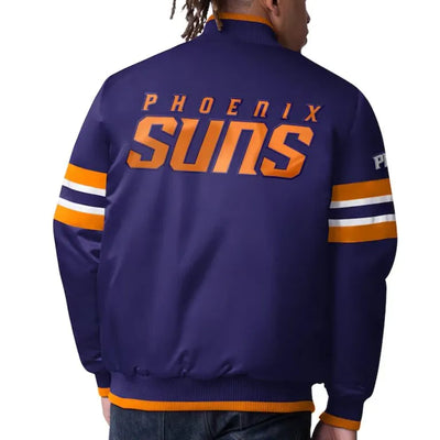 Phoenix Suns Scout I Full-Snap Varsity Purple Satin Men's Bomber Jacket
