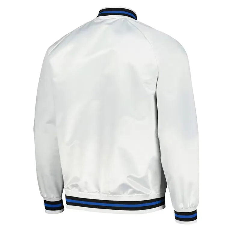 Minnesota Timberwolves Hardwood Classics Full-Snap Varsity White Satin Men's Bomber Jacket