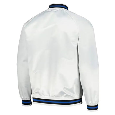 Minnesota Timberwolves Hardwood Classics Full-Snap Varsity White Satin Men's Bomber Jacket