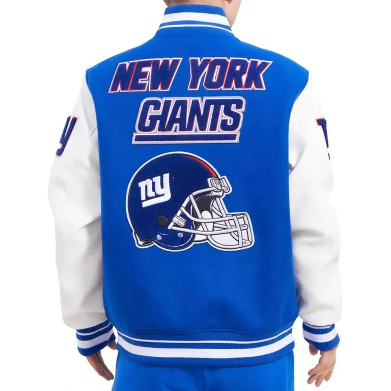 New York Giants Mash Up Royal Blue Wool & White Genuine Leather Sleeves Men's Varsity Letterman Jacket