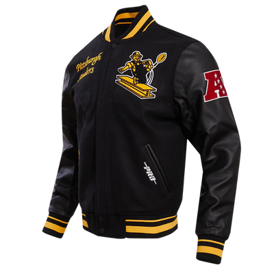 Pittsburgh Steelers Retro Classic Black Wool & Genuine Leather Sleeves Men's Varsity Letterman Jacket