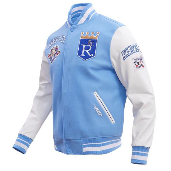 Kansas City Royals Varsity Light Blue Wool & White Leather Sleeves Men's Jacket