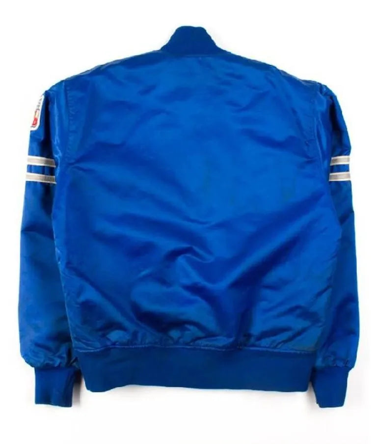 Dallas Cowboys Post Malone Super Bowl LVIII  Full-Snap Varsity Blue Satin Men's Bomber Jacket