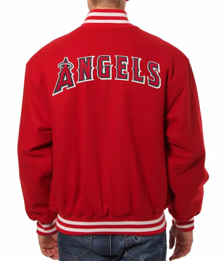 Los Angeles Angels Red Wool Varsity Letterman Men's Jacket