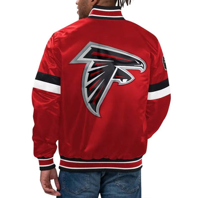 Atlanta Falcons Locker Room Full-Snap Varsity Red Satin Men's Bomber Jacket