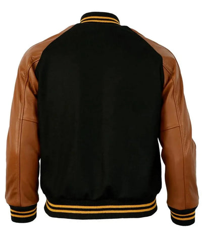 1955 Pittsburgh Steelers Black Wool & Brown Genuine Leather Sleeves Men's Varsity Letterman Jacket