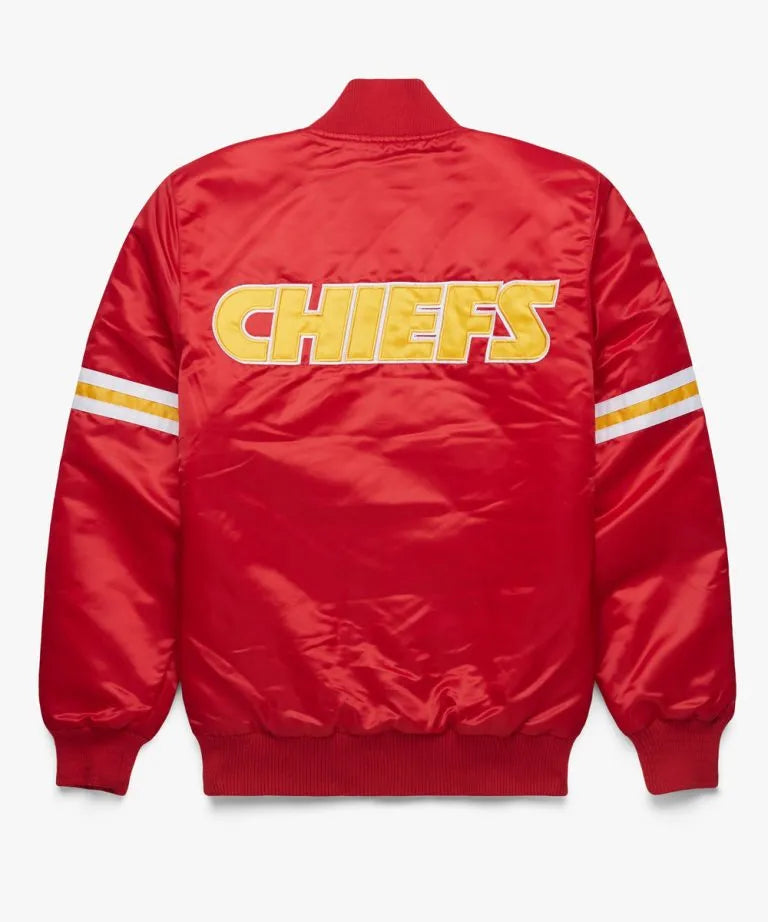 Kansas City Chiefs Full-Snap Varsity Red Satin Men's Bomber Jacket