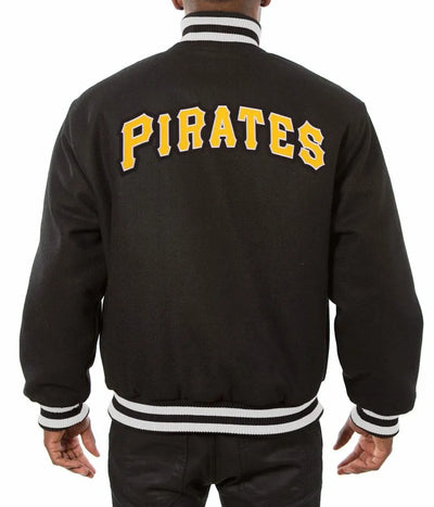 Pittsburgh Pirates Embroidered Letterman Black Wool Men's Jacket