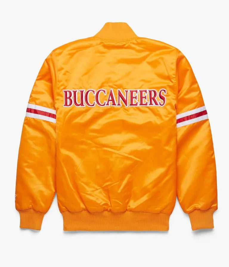 Tampa Bay Buccaneers Full-Snap Varsity Light Orange Satin Men's Bomber Jacket