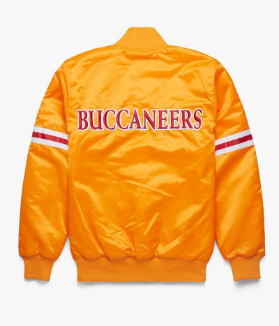 Tampa Bay Buccaneers Full-Snap Varsity Light Orange Satin Men's Bomber Jacket