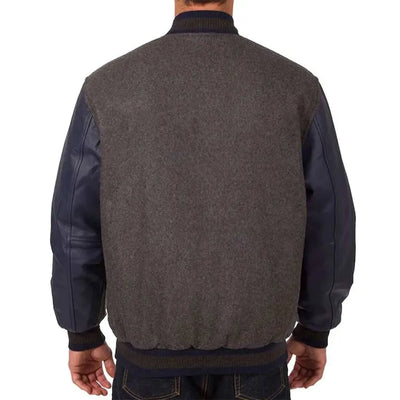 Tampa Bay Rays Charcoal Wool & Navy Blue Leather Sleeves Varsity Men's Jacket