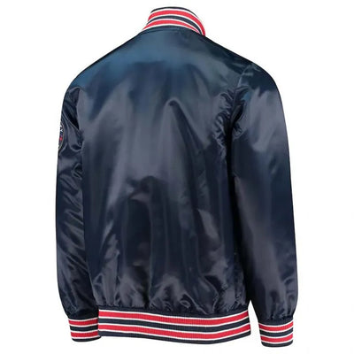 New Orleans Pelicans Diamond Classic Full-Snap Varsity Navy Blue Satin Men's Bomber Jacket