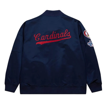 St. Louis Cardinals Vintage Logo Bomber Full-Zip Lightweight Navy Blue Satin Men's Jacket