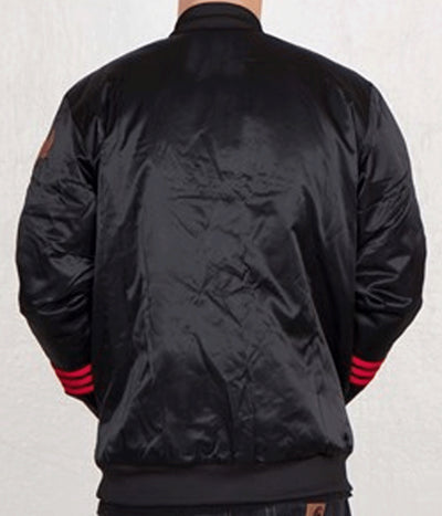 NBA Chicago Bulls Full-Snap Varsity Black Satin Men's Bomber Jacket