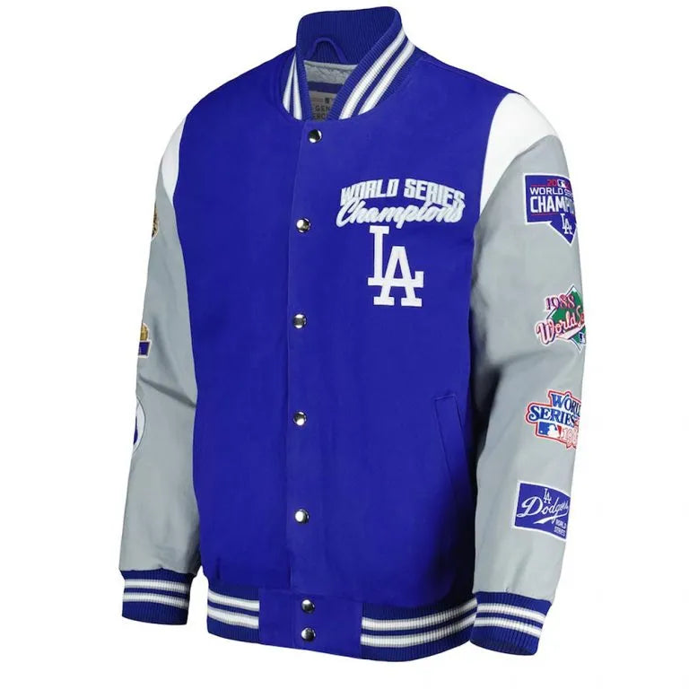 Los Angeles Dodgers Franchise Varsity Gray & Royal Blue Full-Snap Men's Jacket