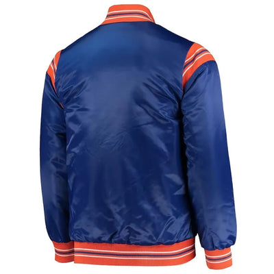Cleveland Cavaliers Enforcer Full-Snap Varsity Blue Satin Men's Bomber Jacket