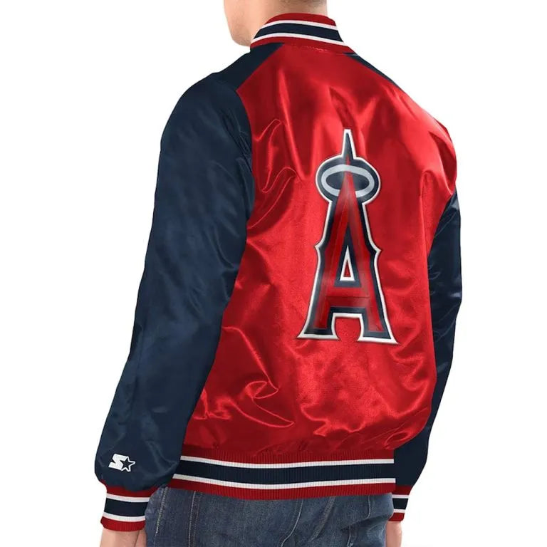 Renegade Los Angeles Angels Renegade Varsity Full-Snap Red/Navy Satin Men's Jacket