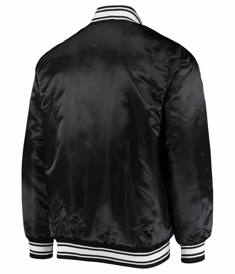 Indianapolis Colts Locker Room Full-Snap Varsity Black Satin Men's Bomber Jacket