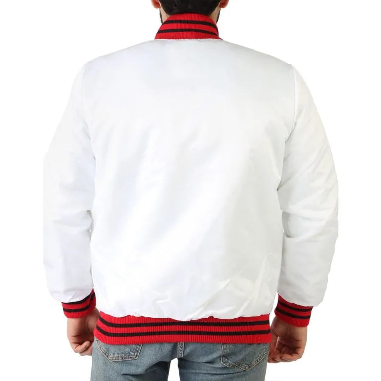 NBA Chicago Bulls Champions Full-Snap Varsity White Satin Men's Bomber Jacket