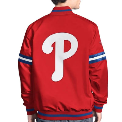 Philadelphia Phillies Scout Full-Snap Red Satin Men's Bomber Jacket