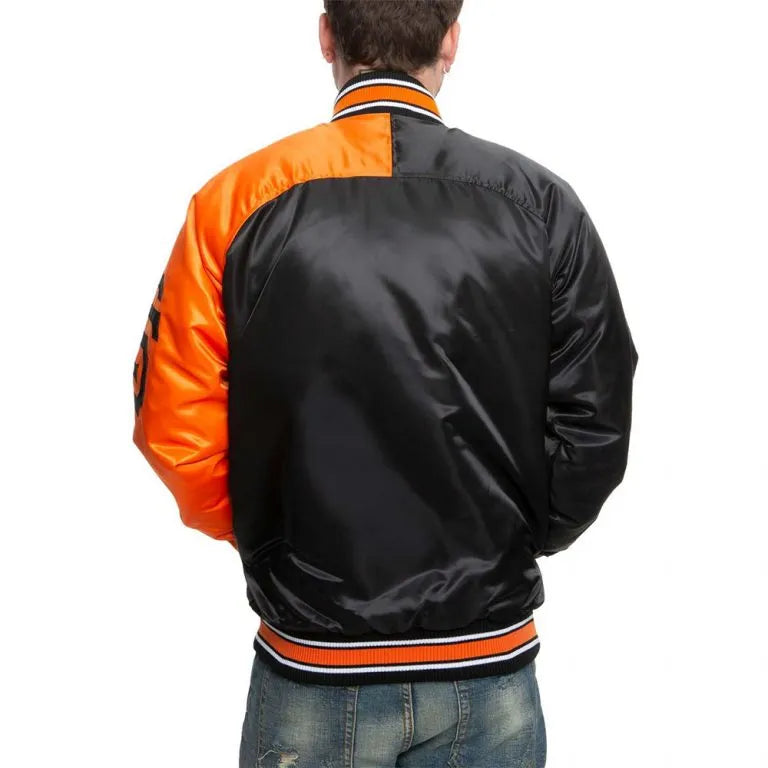 San Francisco Giants Black/Orange Satin Varsity Full-Snap Men's Jacket