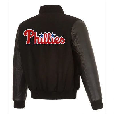 Philadelphia Phillies Black Wool and Leather Sleeves Varsity Men's Jacket