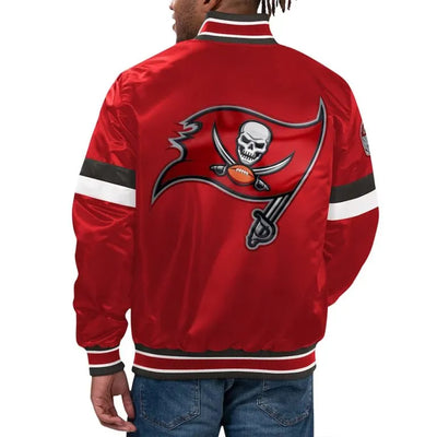 Tampa Bay Buccaneers Home Game Full-Snap Varsity Red Satin Men's Bomber Jacket
