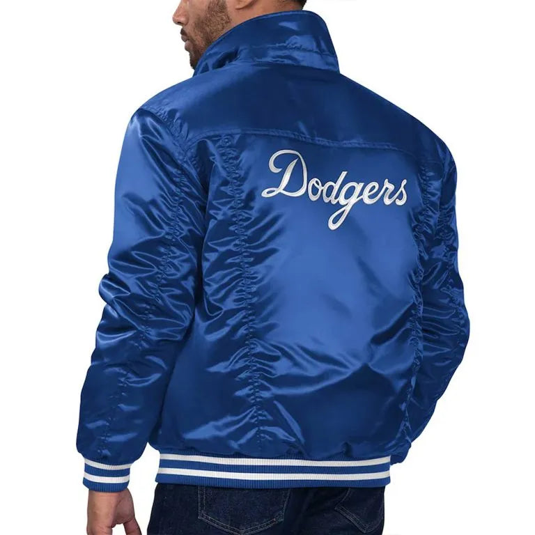 Los Angeles Dodgers Trucker Full-Snap Royal Blue Satin Men's Jacket
