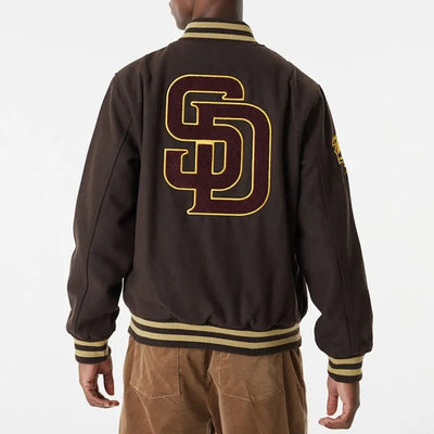 San Diego Padres Brown Wool Full-Snap Varsity Men's Jacket