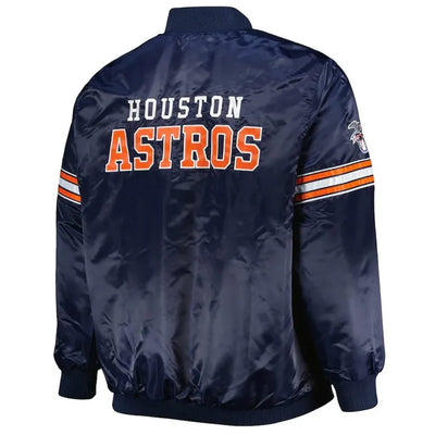 Houston Astros Pick & Roll Full-Snap Varsity Navy Blue Satin Men's Jacket