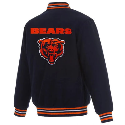 Chicago Bears Navy Blue All Wool Men's Varsity Jacket