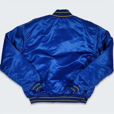 90’s Denver Nuggets Full-Snap Varsity Blue Satin Men's Bomber Jacket