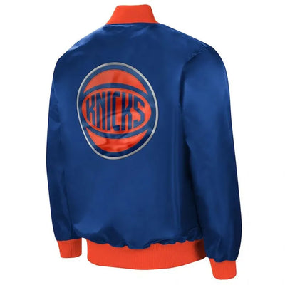 New York Knick The Ambassador Classic Full-Zip Varsity Blue Satin Men's Bomber Jacket