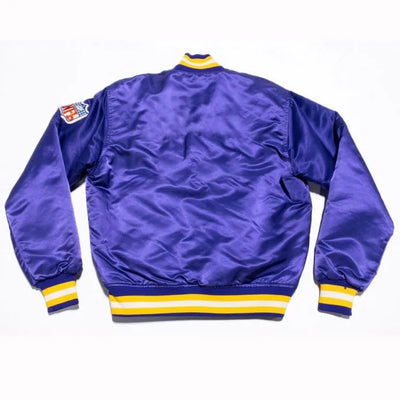 Minnesota Vikings Full-Snap Varsity Blue Satin Men's Bomber Jacket