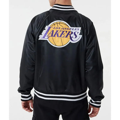 NBA Los Angeles Lakers Full-Snap Varsity Black Satin Men's Bomber Jacket
