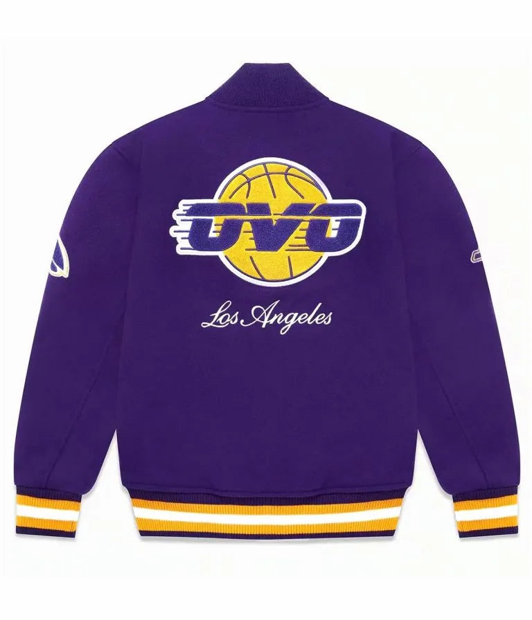 OVO Los Angeles Lakers October’s Very Own Varsity All Purple Wool Men's Bomber Jacket