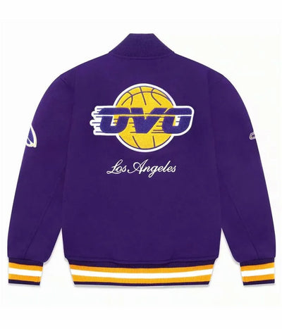 OVO Los Angeles Lakers October’s Very Own Varsity All Purple Wool Men's Bomber Jacket