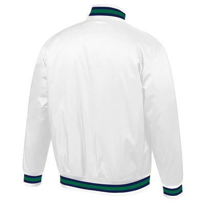 Dallas Mavericks Hardwood Classic Lightweight Full-Snap Varsity White Satin Men's Bomber Jacket