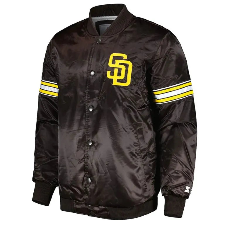 San Diego Padres Pick & Roll Full-Snap Brown Satin Men's Jacket
