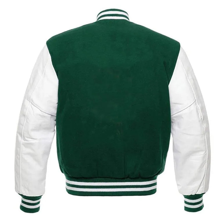 New York Jets The Wonder Years Kevin Arnold Green Wool & White Genuine Leather Sleeves Men's Varsity Letterman Jacket