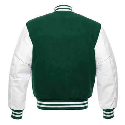 New York Jets The Wonder Years Kevin Arnold Green Wool & White Genuine Leather Sleeves Men's Varsity Letterman Jacket